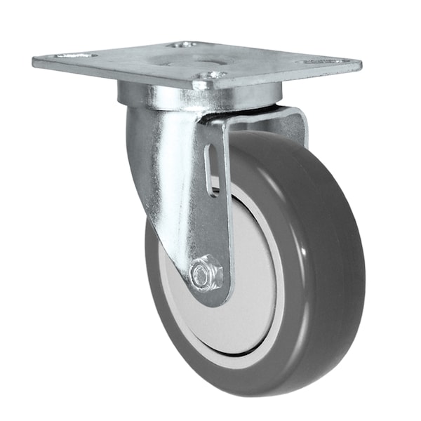 Casterhq 5"x1-1/4" Swivel Caster, Gray Polyurethane on Polyolefin Core Wheel 24CS514PPU34X-02 - main